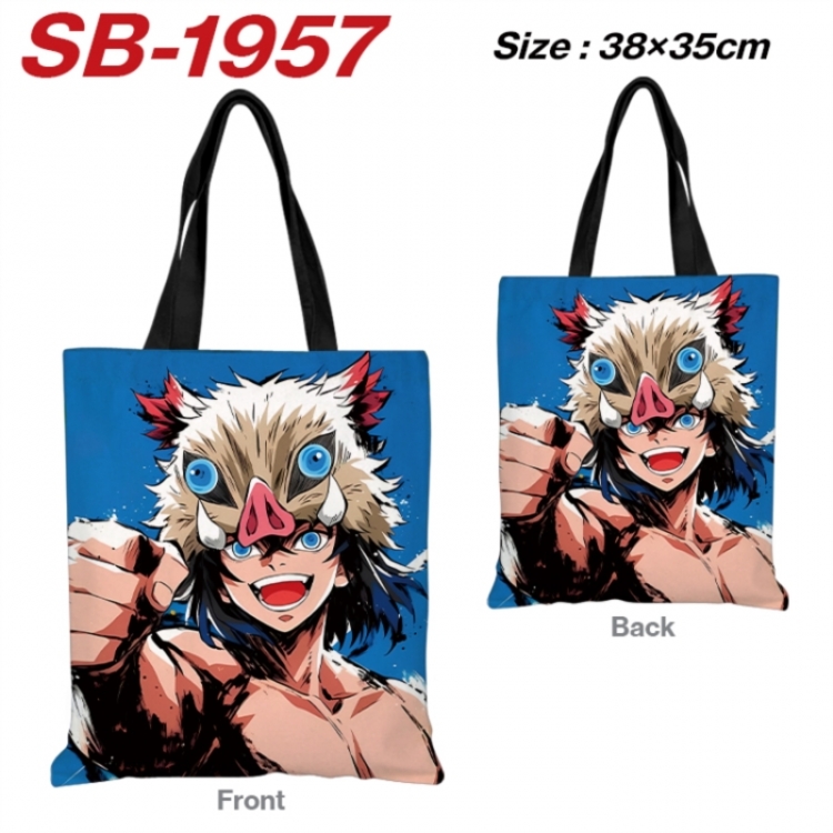 Demon Slayer Kimets Anime Canvas Handheld Shoulder Bag Handbag Shopping Bag 38X35CM
