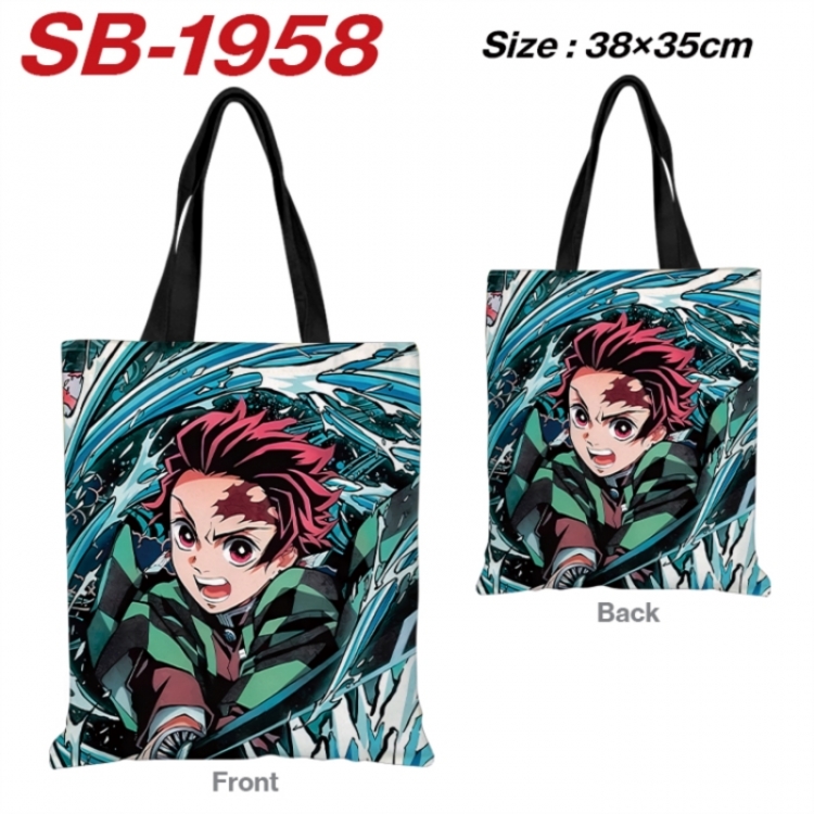 Demon Slayer Kimets Anime Canvas Handheld Shoulder Bag Handbag Shopping Bag 38X35CM