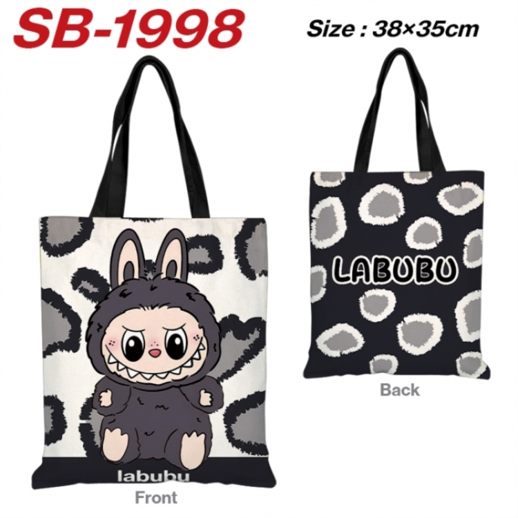 LABUBU Anime Canvas Handheld Shoulder Bag Handbag Shopping Bag 38X35CM