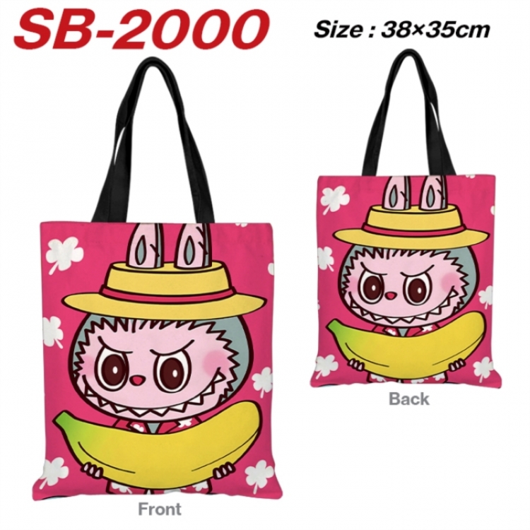 LABUBU Anime Canvas Handheld Shoulder Bag Handbag Shopping Bag 38X35CM
