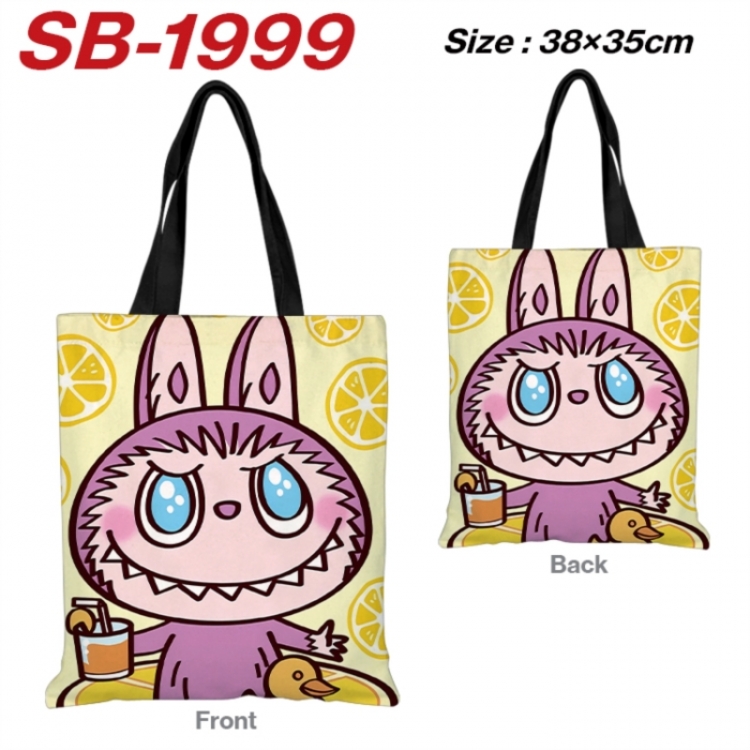 LABUBU Anime Canvas Handheld Shoulder Bag Handbag Shopping Bag 38X35CM
