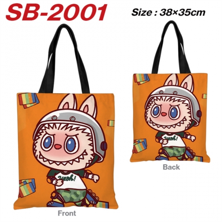 LABUBU Anime Canvas Handheld Shoulder Bag Handbag Shopping Bag 38X35CM
