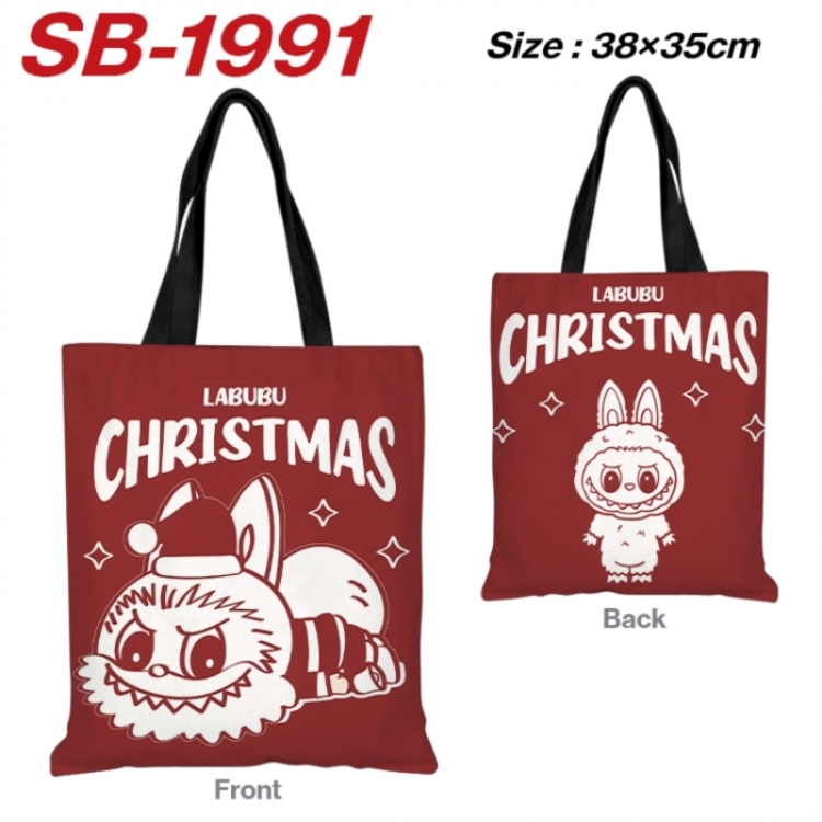 LABUBU Anime Canvas Handheld Shoulder Bag Handbag Shopping Bag 38X35CM
