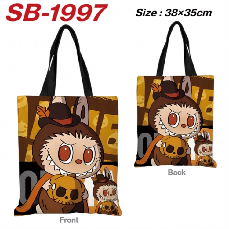 LABUBU Anime Canvas Handheld Shoulder Bag Handbag Shopping Bag 38X35CM