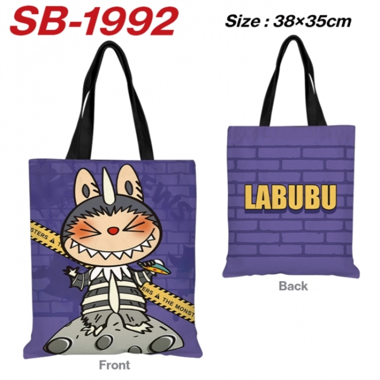 LABUBU Anime Canvas Handheld Shoulder Bag Handbag Shopping Bag 38X35CM