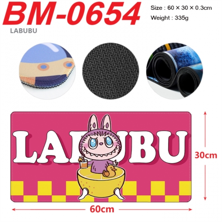 Labubu Anime peripheral lock edge mouse pad 60X30cm