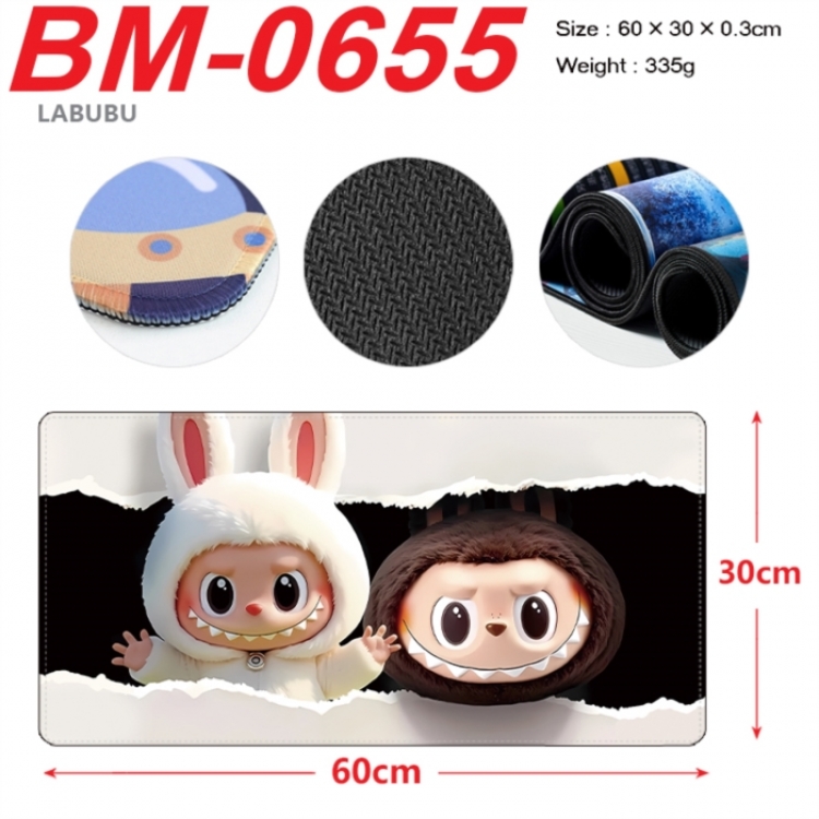 Labubu Anime peripheral lock edge mouse pad 60X30cm