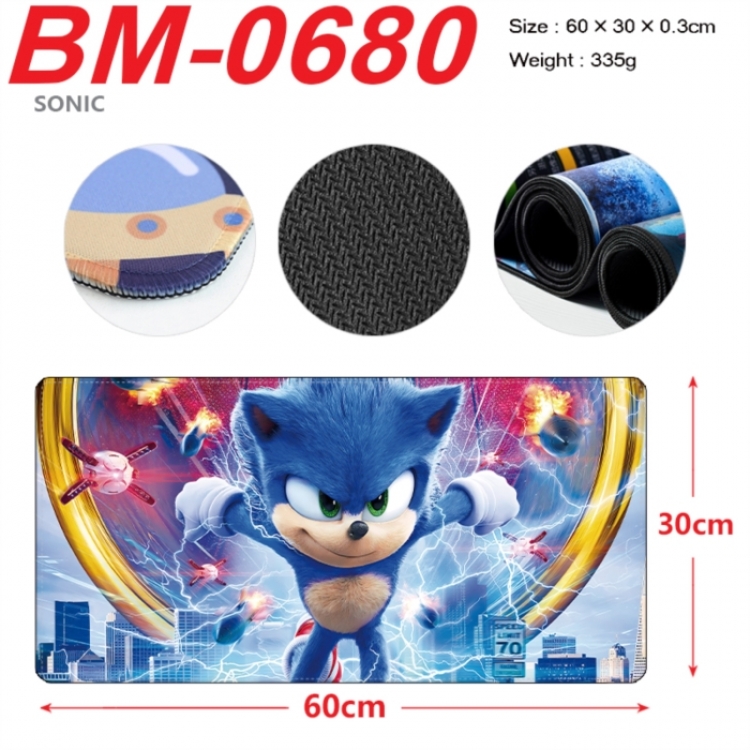 Sonic The Hedgehog Anime peripheral lock edge mouse pad 60X30cm