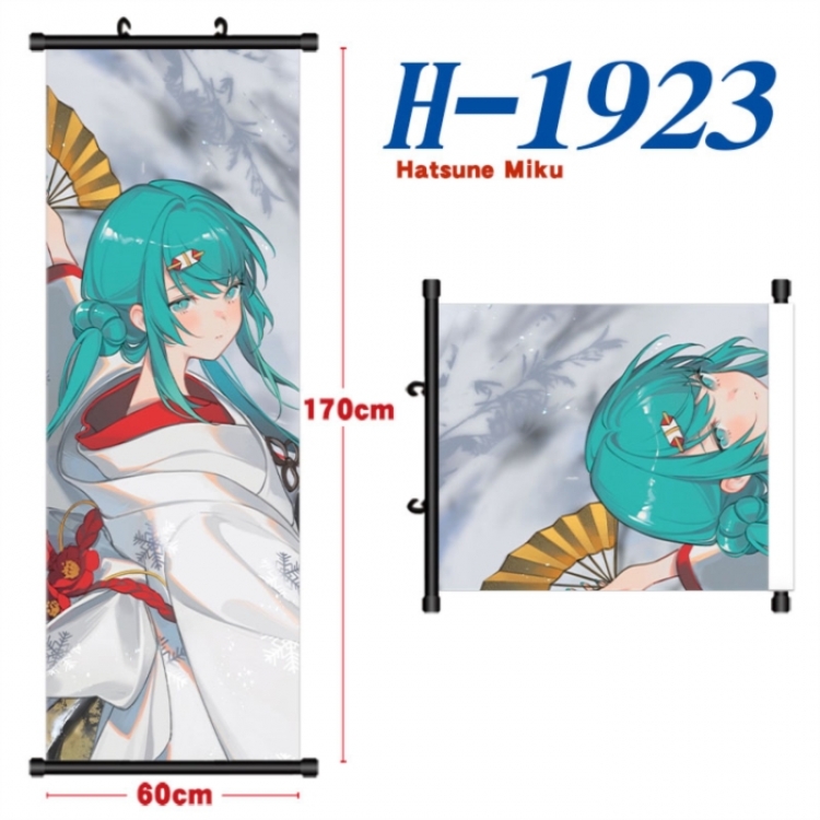 Hatsune Miku Black plastic rod cloth hanging canvas painting Wall Scroll 60x170cm