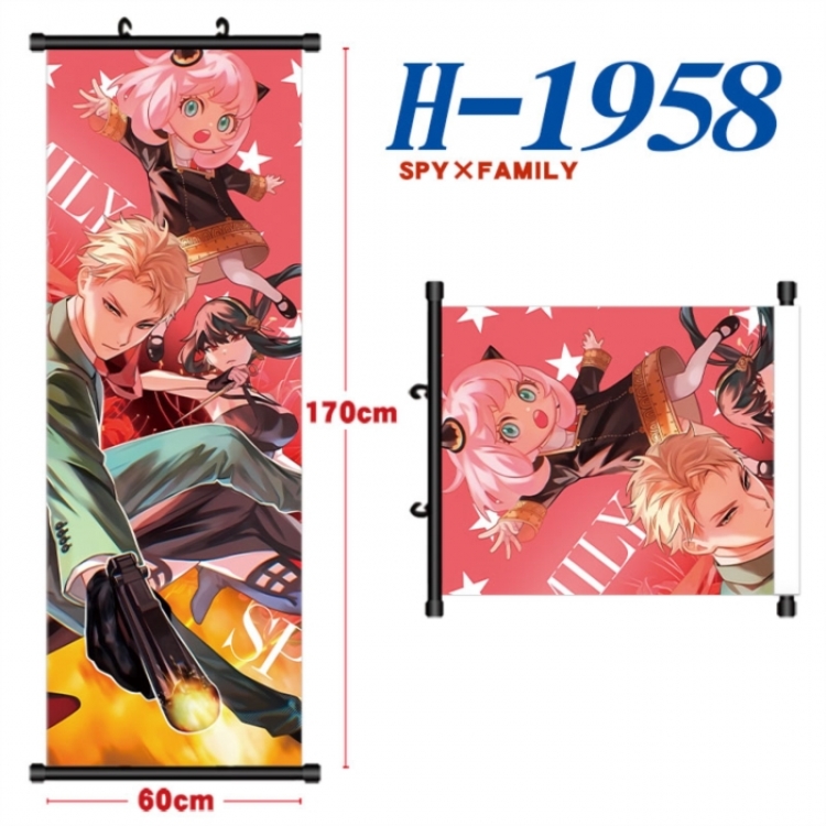 SPY×FAMILY Black plastic rod cloth hanging canvas painting Wall Scroll 60x170cm