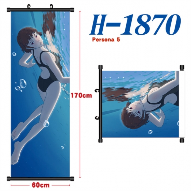 Megami Ibunroku Persona Black plastic rod cloth hanging canvas painting Wall Scroll 60x170cm