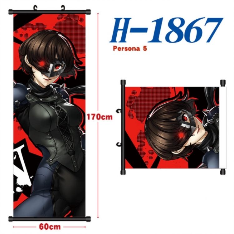 Megami Ibunroku Persona Black plastic rod cloth hanging canvas painting Wall Scroll 60x170cm