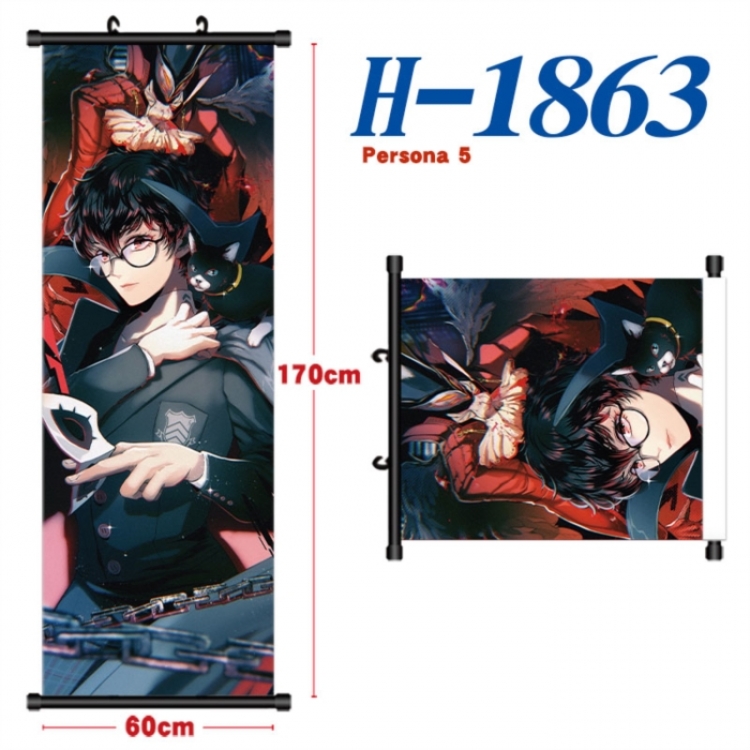 Megami Ibunroku Persona Black plastic rod cloth hanging canvas painting Wall Scroll 60x170cm