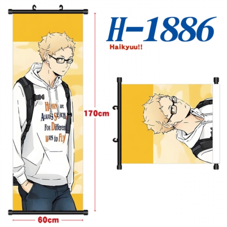 Haikyuu!! Black plastic rod cloth hanging canvas painting Wall Scroll 60x170cm