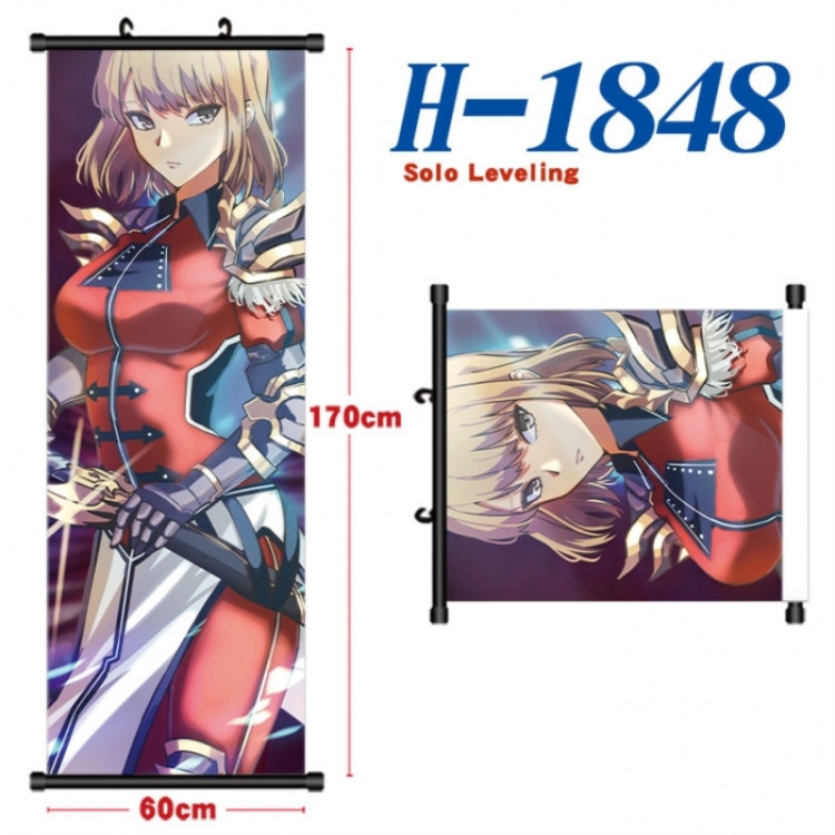 Solo Leveling:Arise Black plastic rod cloth hanging canvas painting Wall Scroll 60x170cm