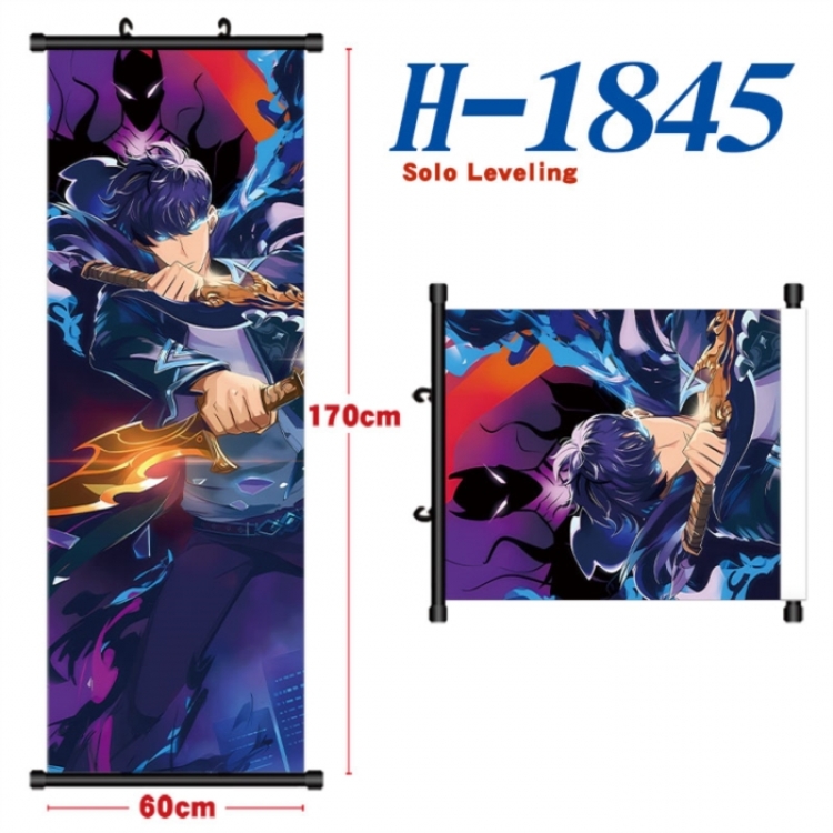 Solo Leveling:Arise Black plastic rod cloth hanging canvas painting Wall Scroll 60x170cm
