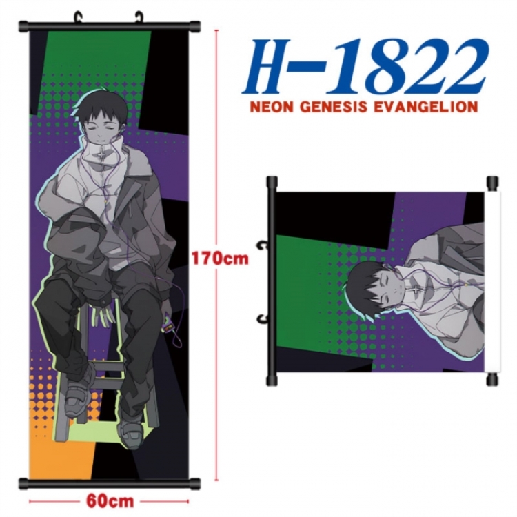 EVA  Black plastic rod cloth hanging canvas painting Wall Scroll 60x170cm