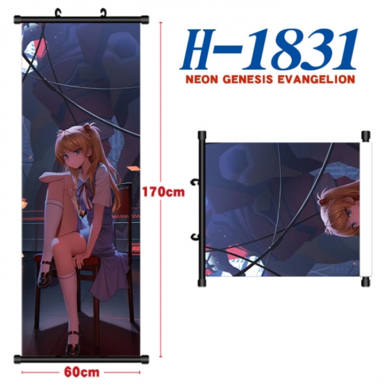 EVA  Black plastic rod cloth hanging canvas painting Wall Scroll 60x170cm