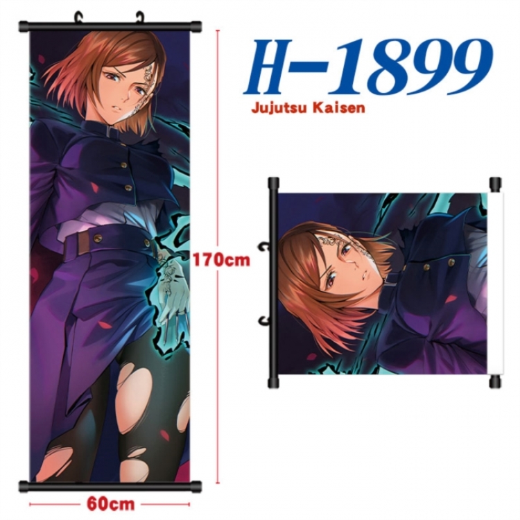 Jujutsu Kaisen Black plastic rod cloth hanging canvas painting Wall Scroll 60x170cm
