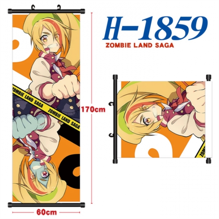 ZombieLandSaga Black plastic rod cloth hanging canvas painting Wall Scroll 60x170cm