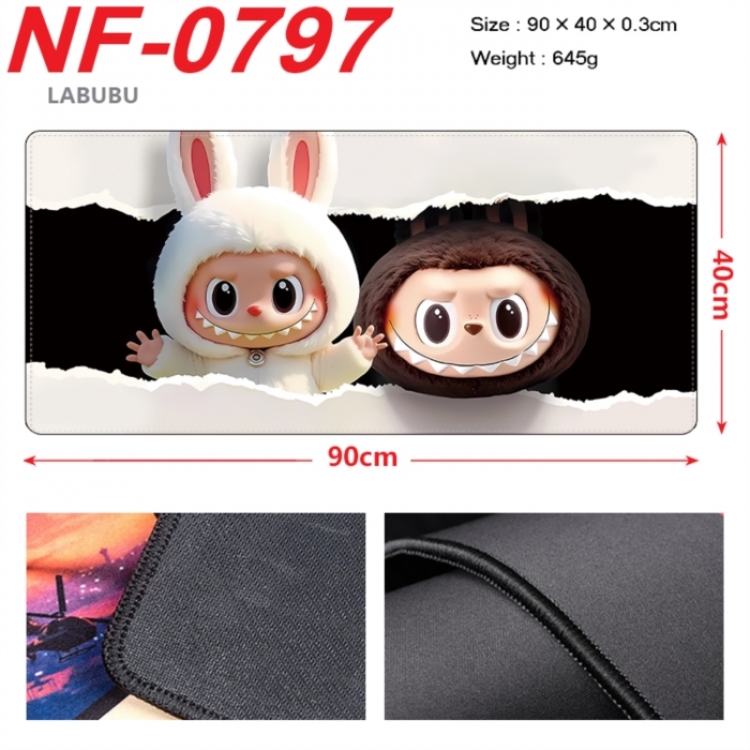 Labubu Anime peripheral lock edge mouse pad 90X40cm