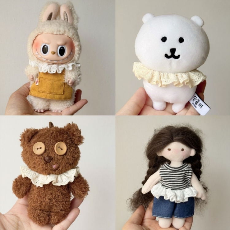 Labubu Universal lace collar, white, doll and figurine fake collar decoration and replacement price for 5 pcs