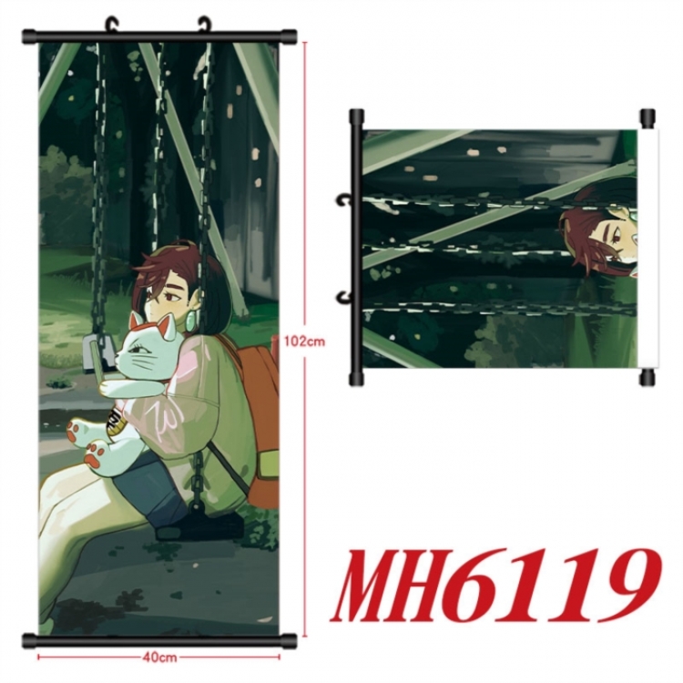 Dandadan Anime black Plastic rod Cloth painting Wall Scroll 40X102CM 