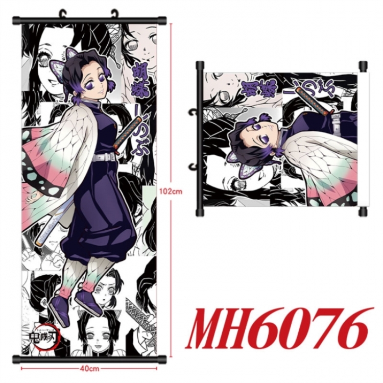 Demon Slayer Kimets Anime black Plastic rod Cloth painting Wall Scroll 40X102CM
