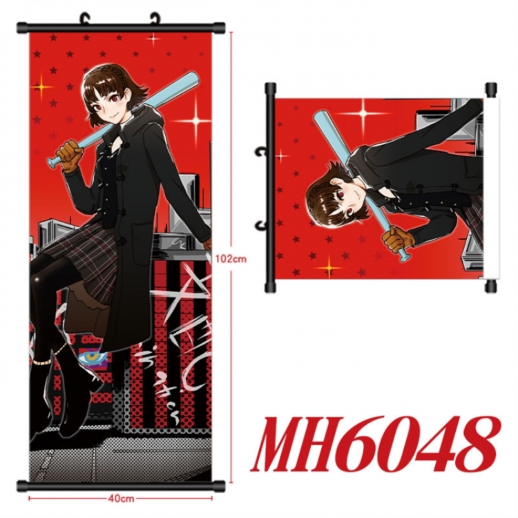 Megami Ibunroku Persona Anime black Plastic rod Cloth painting Wall Scroll 40X102CM