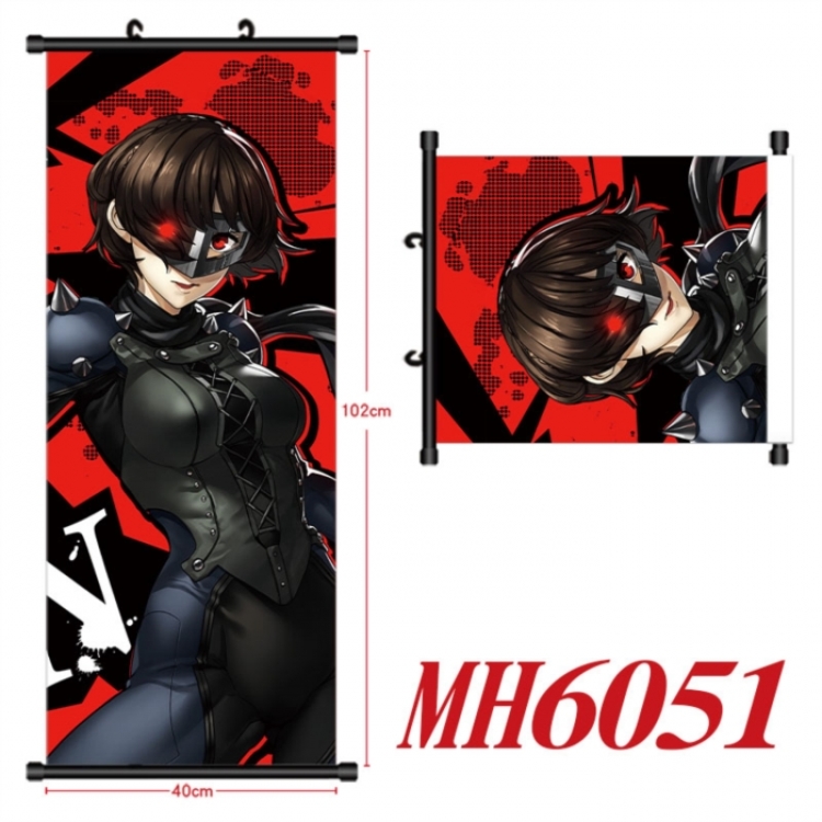 Megami Ibunroku Persona Anime black Plastic rod Cloth painting Wall Scroll 40X102CM