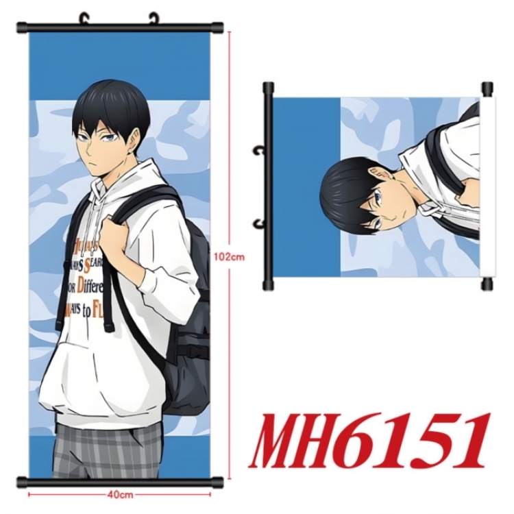Haikyuu!! Anime black Plastic rod Cloth painting Wall Scroll 40X102CM