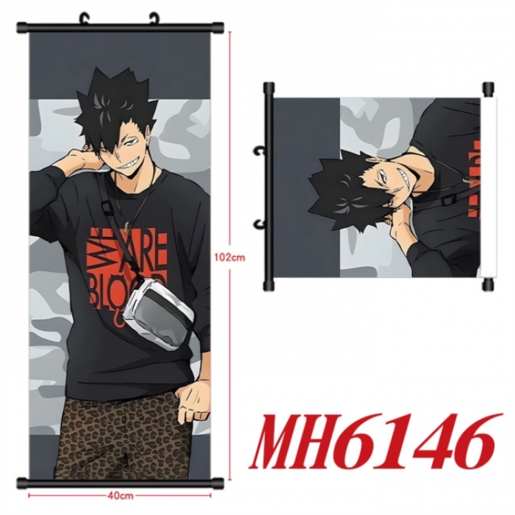Haikyuu!! Anime black Plastic rod Cloth painting Wall Scroll 40X102CM