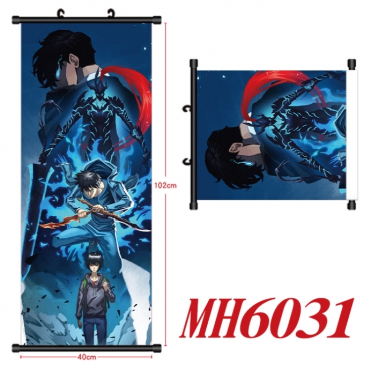 Solo Leveling:Arise Anime black Plastic rod Cloth painting Wall Scroll 40X102CM