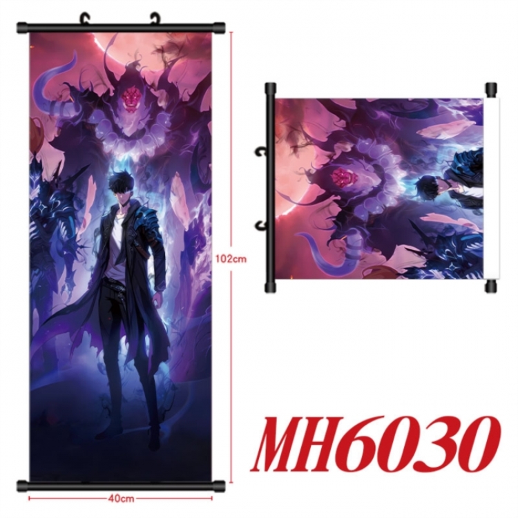 Solo Leveling:Arise Anime black Plastic rod Cloth painting Wall Scroll 40X102CM