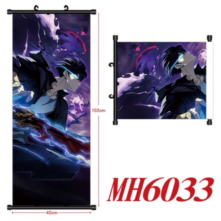 Solo Leveling:Arise Anime black Plastic rod Cloth painting Wall Scroll 40X102CM