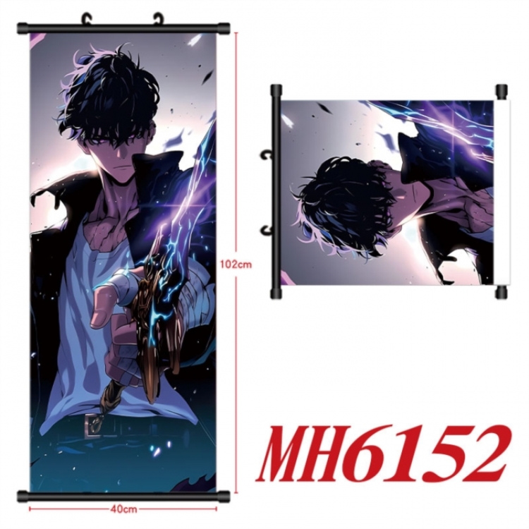 Solo Leveling:Arise Anime black Plastic rod Cloth painting Wall Scroll 40X102CM