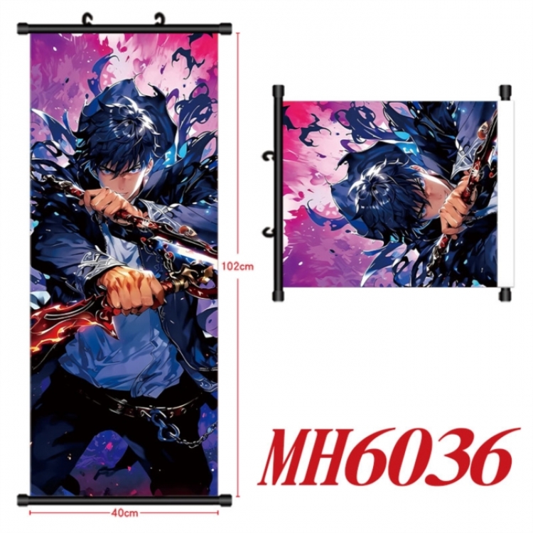 Solo Leveling:Arise Anime black Plastic rod Cloth painting Wall Scroll 40X102CM