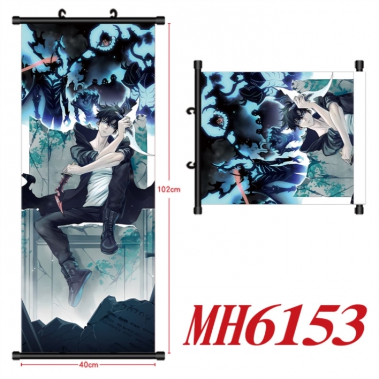 Solo Leveling:Arise Anime black Plastic rod Cloth painting Wall Scroll 40X102CM
