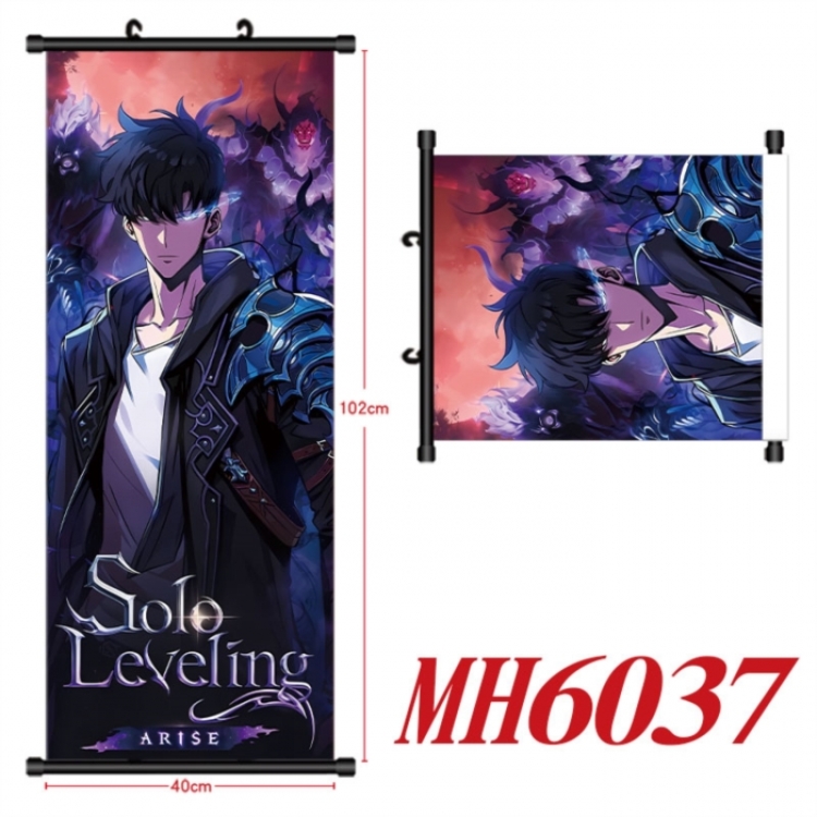 Solo Leveling:Arise Anime black Plastic rod Cloth painting Wall Scroll 40X102CM