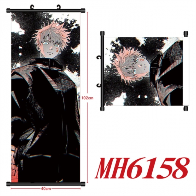 Jujutsu Kaisen Anime black Plastic rod Cloth painting Wall Scroll 40X102CM