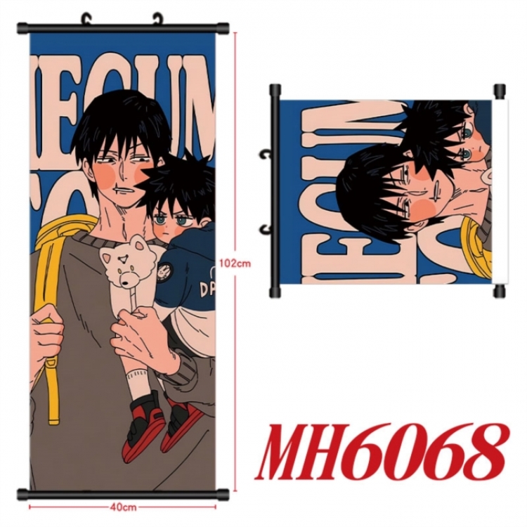 Jujutsu Kaisen Anime black Plastic rod Cloth painting Wall Scroll 40X102CM