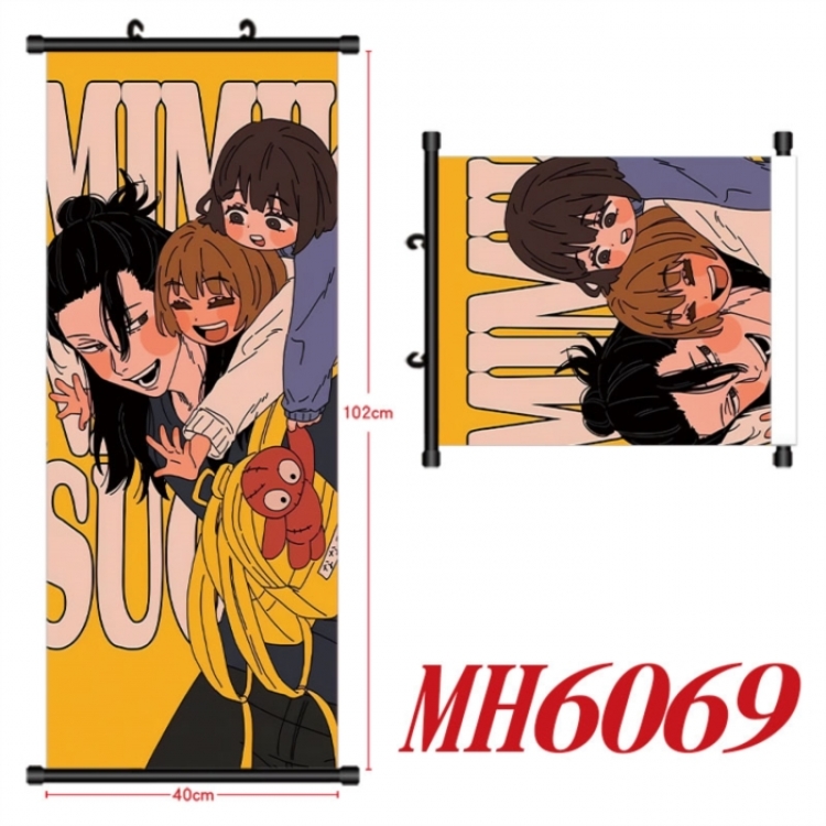 Jujutsu Kaisen Anime black Plastic rod Cloth painting Wall Scroll 40X102CM