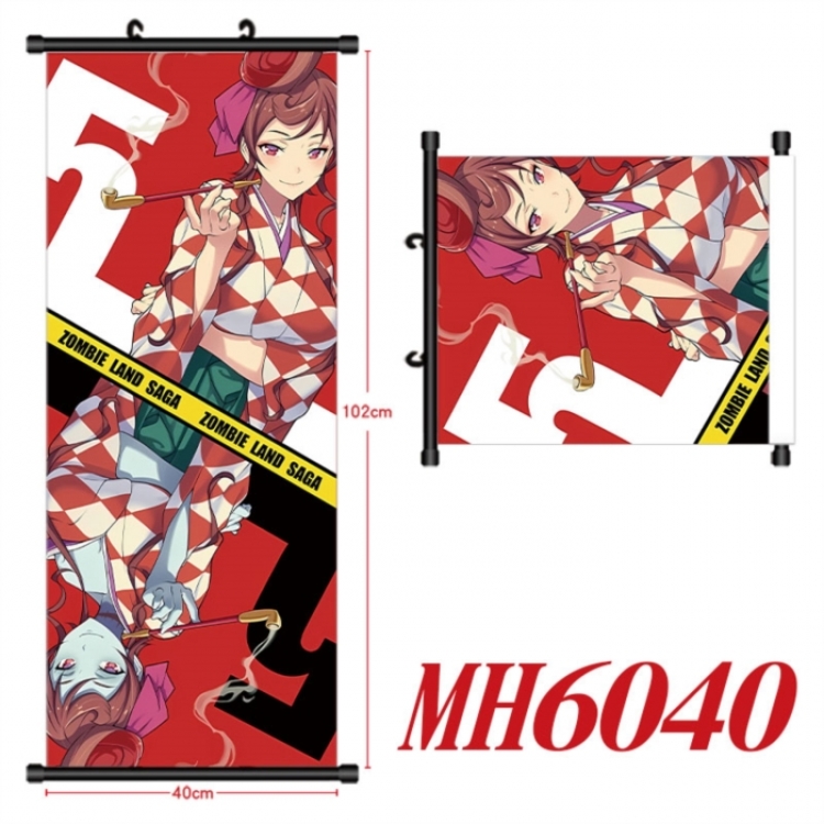 ZombieLandSaga  Anime black Plastic rod Cloth painting Wall Scroll 40X102CM