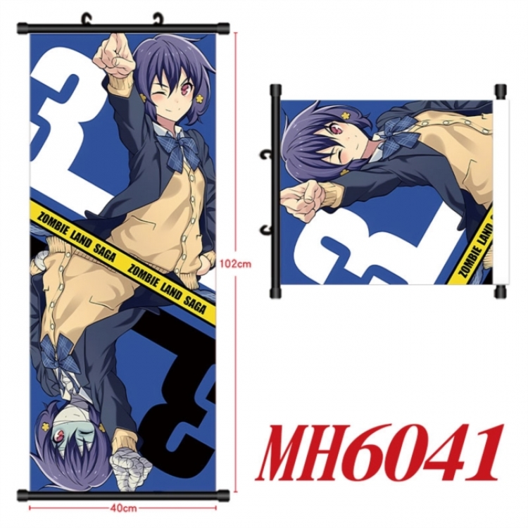 ZombieLandSaga  Anime black Plastic rod Cloth painting Wall Scroll 40X102CM