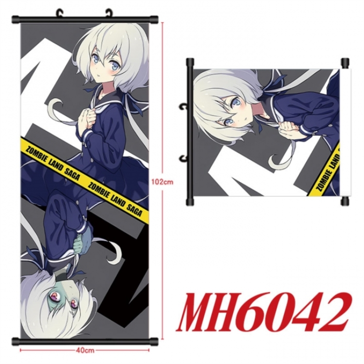 ZombieLandSaga  Anime black Plastic rod Cloth painting Wall Scroll 40X102CM