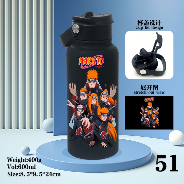 Naruto Anime peripheral new drink portable thermos cup 600ML