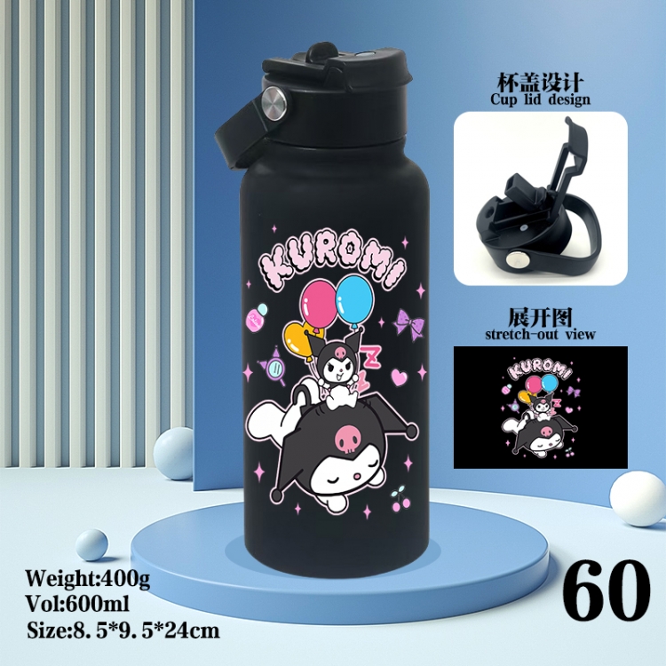 Kuromi Anime peripheral new drink portable thermos cup 600ML