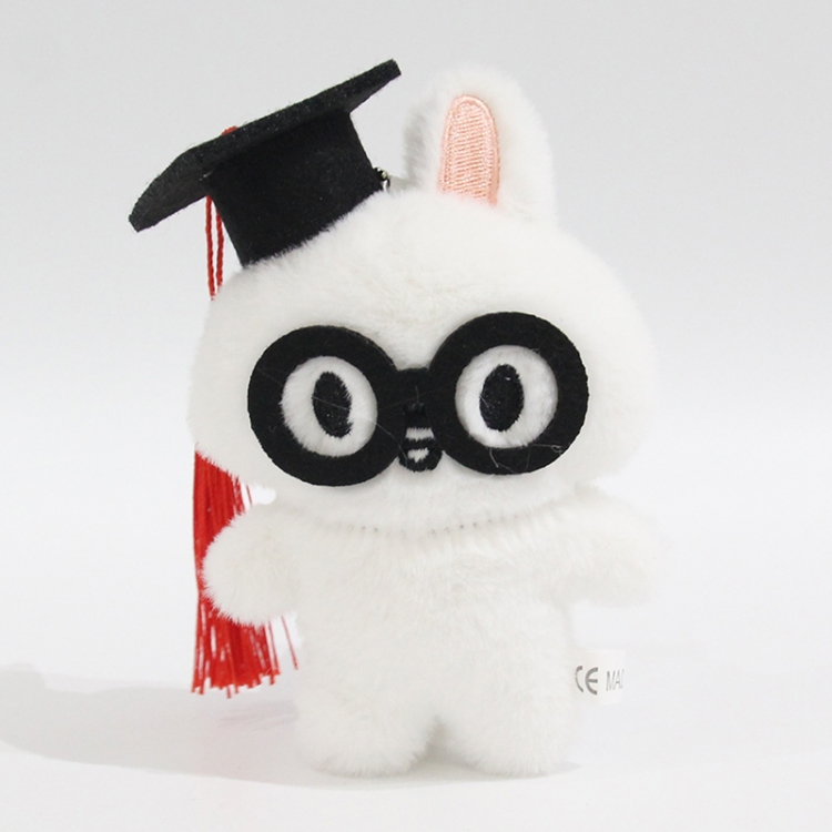 Graduation cap for homeless children Little rabbit fur+PP cotton plush toy pendant 12x8x6cm price for 5 pcs 