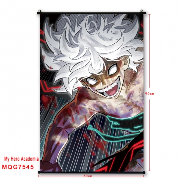 My Hero Academia Anime black Plastic rod Cloth painting Satin cloth Wall Scroll 60X90CM 