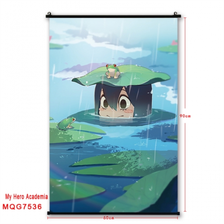 My Hero Academia Anime black Plastic rod Cloth painting Satin cloth Wall Scroll 60X90CM 
